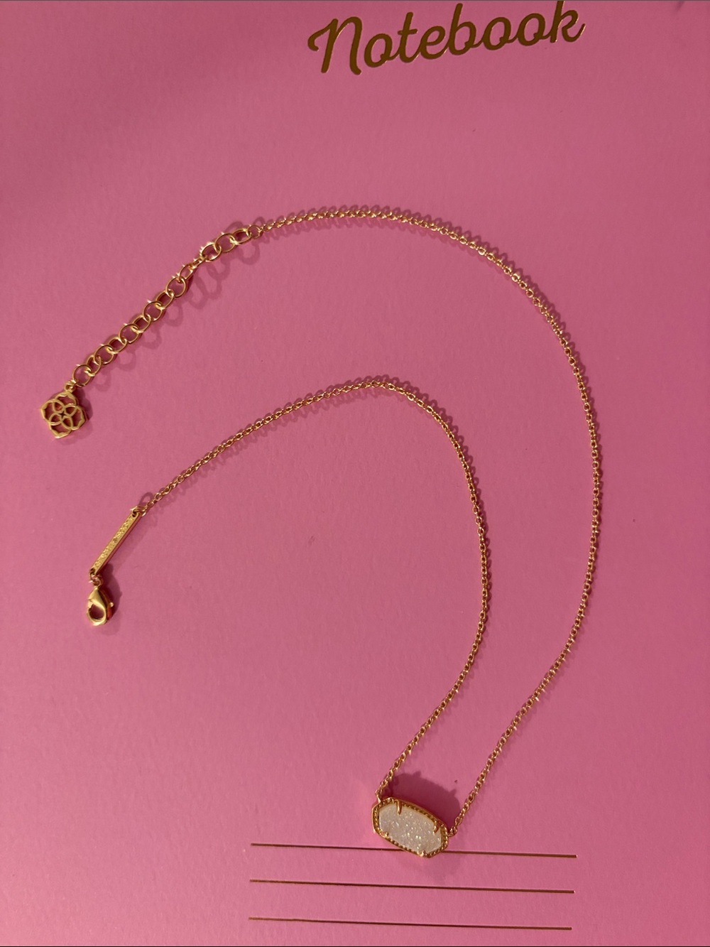 Kendra Scott rose gold iridescent drusy Elisa necklace